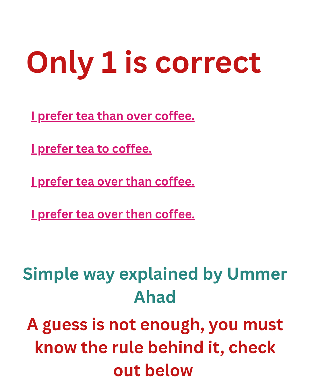 Prefer To or Prefer Then or Prefer Over? Simple Way Explained by Ummer Ahad